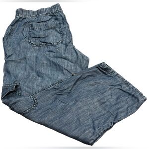 Coldwater Creek Natural Denim Blue Cargo Pants Size M 10-12